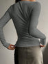 'Elara' Ribbed Half Button Long Sleeve Shirt - Celes Fashion